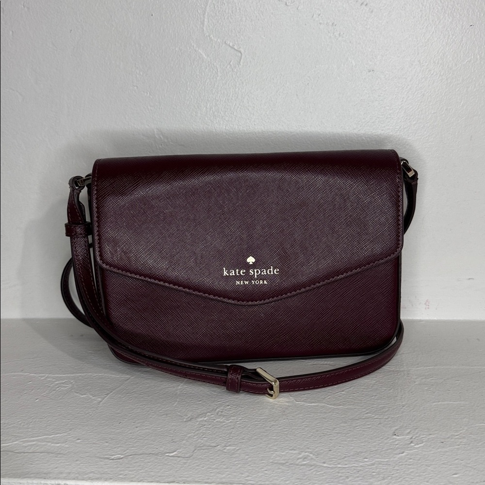 Kate Spade Sadie Envelope Merlot Saffiano Leather Crossbody
